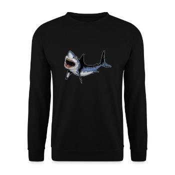 Requin prédateur Animaux marins Requin Requins Requin Blanc Motif - Sweat-shirt Unisexe - noir - Devant - Alina (178cm) & Michal (187cm)