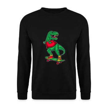 Skater Dino Skatboarder Skateboard Skating Dinosaur - Unisex Sweatshirt - black - Front - Alina (178cm) & Michal (187cm)