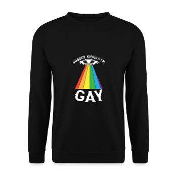 Nobody knows Im gay - gay lesbian - Unisex Sweatshirt - black - Front - Alina (178cm) & Michal (187cm)