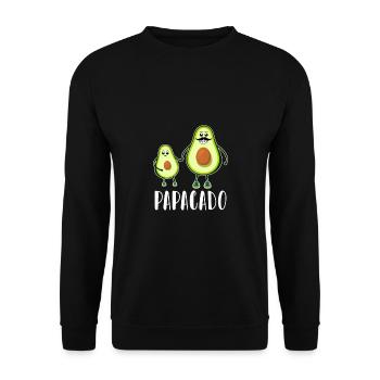 Papacado - Geburt Daddy Avocado - Unisex Pullover - Schwarz - Vorne - Alina (178cm) & Michal (187cm)