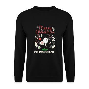 Merry Christmas & Pregnant - Geburt - Unisex Pullover - Schwarz - Vorne - Alina (178cm) & Michal (187cm)