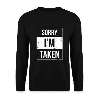 Ich bin vergeben - Unisex Pullover - Schwarz - Vorne - Alina (178cm) & Michal (187cm)