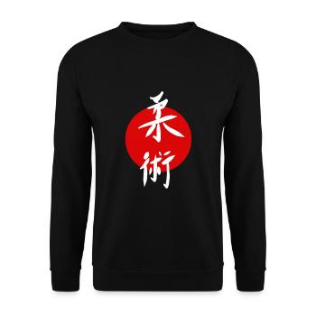 Ju Jutsu Shirt Sticker Kampfsport - Unisex Pullover - Schwarz - Vorne - Alina (178cm) & Michal (187cm)