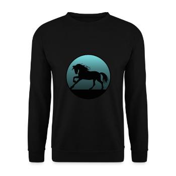 Pferde und Reiten. Reitmode für Pferdefreunde - Unisex Pullover - Schwarz - Vorne - Alina (178cm) & Michal (187cm)