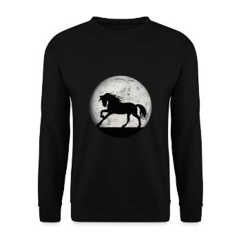 Pferde und Reiten. Reitmode für Pferdefreunde - Unisex Pullover - Schwarz - Vorne - Alina (178cm) & Michal (187cm)