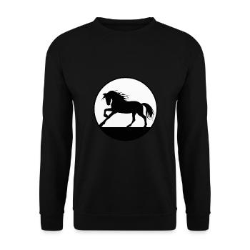 Pferde und Reiten. Reitmode für Pferdefreunde - Unisex Pullover - Schwarz - Vorne - Alina (178cm) & Michal (187cm)