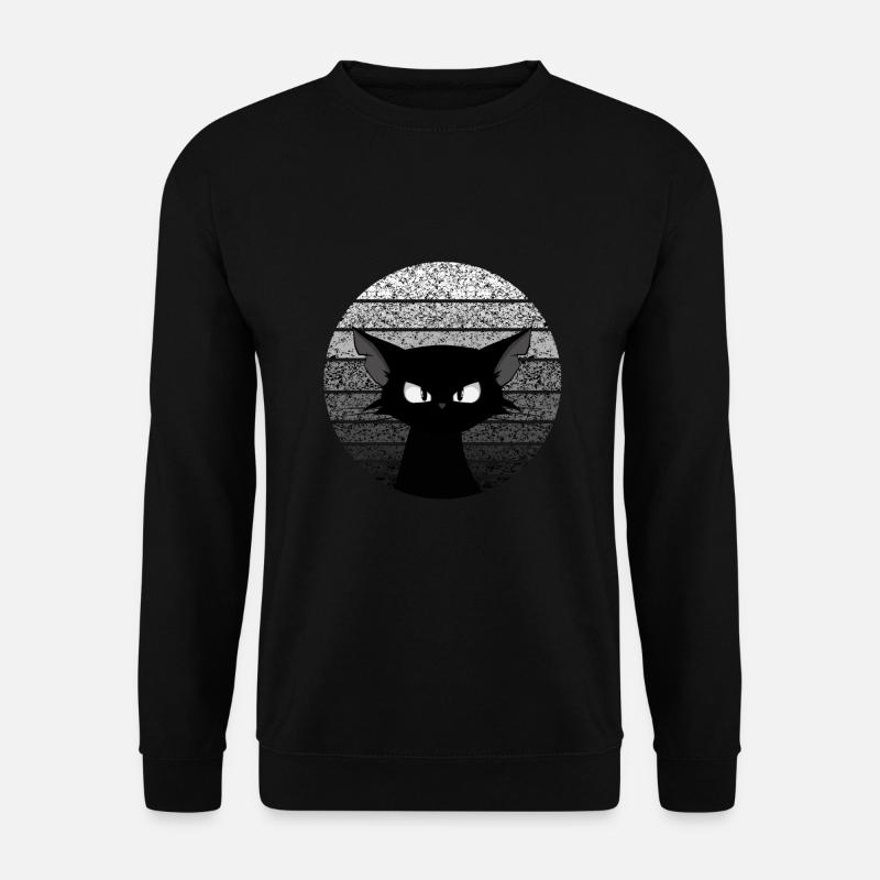 süße Comic Katze / Kater Motiv Sticker Tasse Shirt - Unisex Pullover - Schwarz