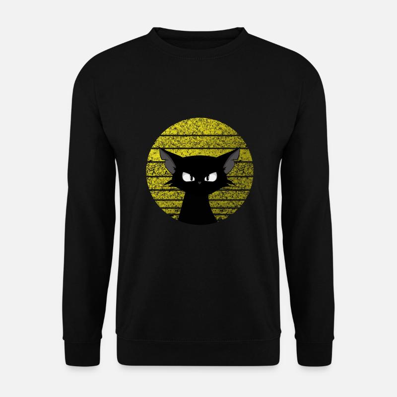 süße Comic Katze / Kater Motiv Sticker Tasse Shirt - Unisex Pullover - Schwarz