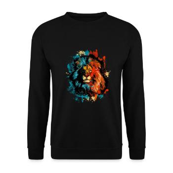 Zodiac Horoscope Lion's Head Leo - Unisex Sweatshirt - black - Front - Alina (178cm) & Michal (187cm)