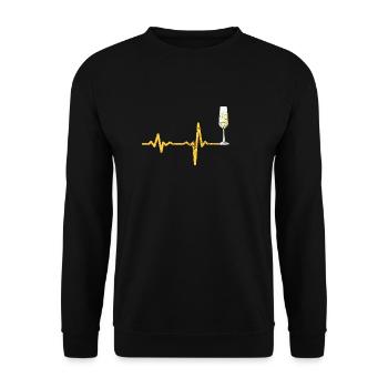 Heartbeat sparkling wine gift - Unisex Sweatshirt - black - Front - Alina (178cm) & Michal (187cm)