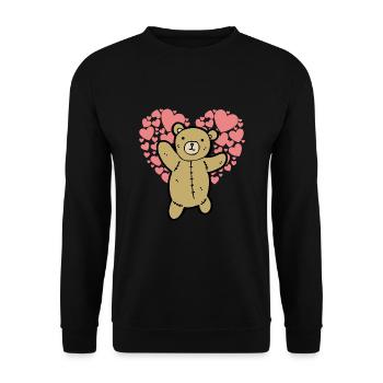 Doux petit ours en peluche avec des cœurs - Sweat-shirt Unisexe - noir - Devant - Alina (178cm) & Michal (187cm)