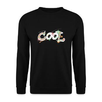 Cool Schriftzug cooles Shirt Graffiti Comic Look - Unisex Pullover - Schwarz - Vorne - Alina (178cm) & Michal (187cm)