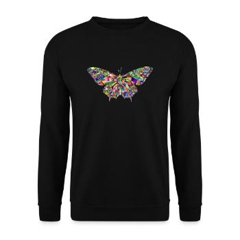 Schmetterling Mosaik - Unisex Pullover - Schwarz - Vorne - Alina (178cm) & Michal (187cm)