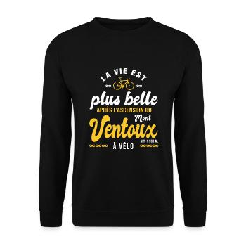 Vélo Mont Ventoux sport Humour velo cycliste - Sweat-shirt Unisexe - noir - Devant - Alina (178cm) & Michal (187cm)