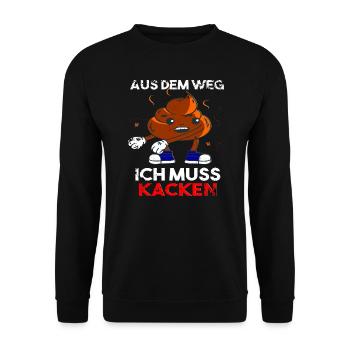 Aus dem weg ich muss Kacken - Unisex Pullover - Schwarz - Vorne - Alina (178cm) & Michal (187cm)