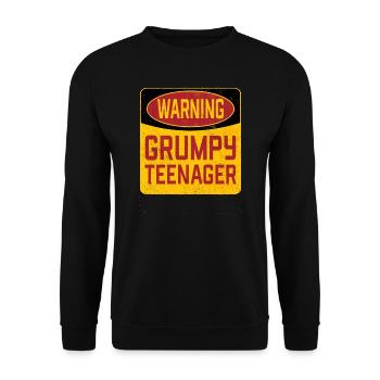 Teenager Birthday - Warning Grumpy Teenager - Unisex Sweatshirt - black - Front - Alina (178cm) & Michal (187cm)