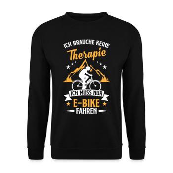 E Bike MTB Spruch Elektro Fahrrad Geschenk - Unisex Pullover - Schwarz - Vorne - Alina (178cm) & Michal (187cm)