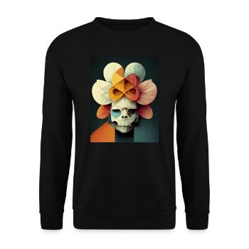 Skull Bauhaus vintage style - Unisex Sweatshirt - black - Front - Alina (178cm) & Michal (187cm)