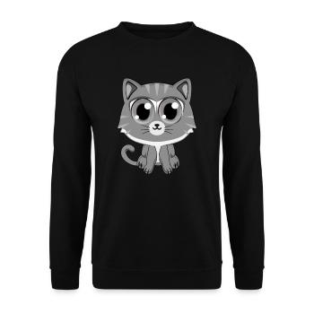 Graue Katze - Unisex Pullover - Schwarz - Vorne - Alina (178cm) & Michal (187cm)