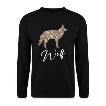 Loup Géométrique - Sweat-shirt Unisexe - noir - Devant - Alina (178cm) & Michal (187cm)