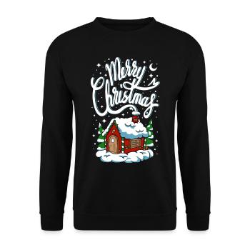 Noël Joyeux Noël Maison Chalet Sapin Neige - Sweat-shirt Unisexe - noir - Devant - Alina (178cm) & Michal (187cm)