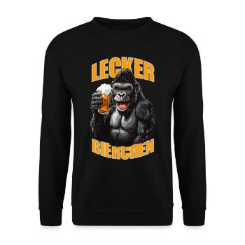 Lecker Bierchen X Gorilla mit Bier lustiges - Unisex Pullover - Schwarz - Vorne - Alina (178cm) & Michal (187cm)