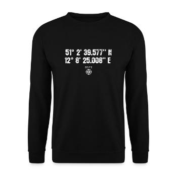 Zeitz Geocacher Geschenk Standort GPS Stadt - Unisex Pullover - Schwarz - Vorne - Alina (178cm) & Michal (187cm)