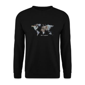 World Map - Let's explore! - Unisex Sweatshirt - black - Front - Alina (178cm) & Michal (187cm)