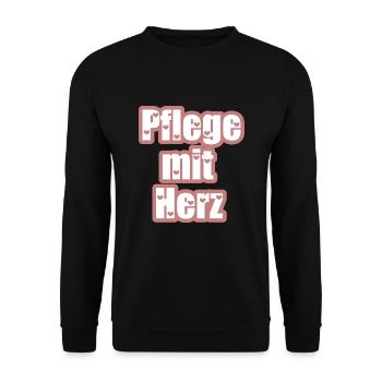 Pflege mit Herz - Unisex Pullover - Schwarz - Vorne - Alina (178cm) & Michal (187cm)