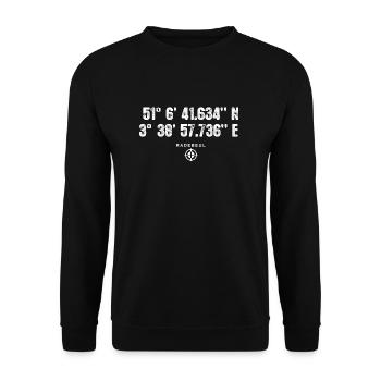 Radebeul Geocacher Geschenk Standort GPS Stadt - Unisex Pullover - Schwarz - Vorne - Alina (178cm) & Michal (187cm)
