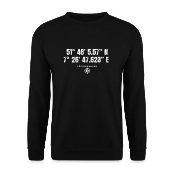 Lüdinghausen Geocacher Geschenk Standort GPS Stadt - Unisex Pullover - Schwarz - Vorne - Alina (178cm) & Michal (187cm)