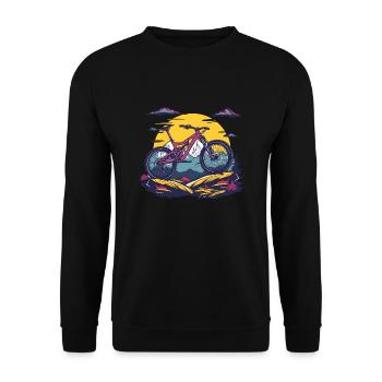 Mountainbiking Porträt - Unisex Pullover - Schwarz - Vorne - Alina (178cm) & Michal (187cm)