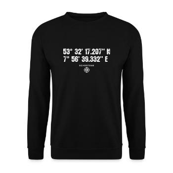 Schortens Geocacher Geschenk Standort GPS Stadt - Unisex Pullover - Schwarz - Vorne - Alina (178cm) & Michal (187cm)