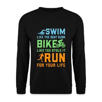 Triathlon - Course de vélo de natation - Sweat-shirt Unisexe - noir - Devant - Alina (178cm) & Michal (187cm)