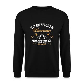 Sternzeichen Geschenke Wassermann Spruch - Unisex Pullover - Schwarz - Vorne - Alina (178cm) & Michal (187cm)