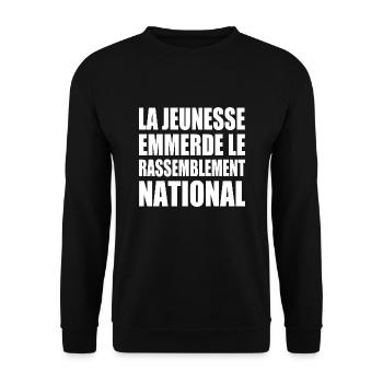 The youth fucks the National Rally - Unisex Sweatshirt - black - Front - Alina (178cm) & Michal (187cm)