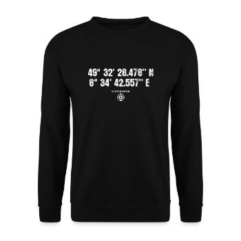 Viernheim Geocacher Geschenk Standort GPS Stadt - Unisex Pullover - Schwarz - Vorne - Alina (178cm) & Michal (187cm)
