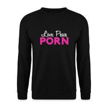 Love, Peace, Porn - Sweat-shirt Unisexe - noir - Devant - Alina (178cm) & Michal (187cm)