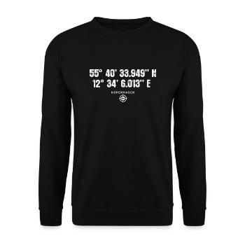Kopenhagen Geocacher Koordinaten Geschenk Europa - Unisex Pullover - Schwarz - Vorne - Alina (178cm) & Michal (187cm)