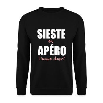 Humour Homme sieste et apéro apero - Sweat-shirt Unisexe - noir - Devant - Alina (178cm) & Michal (187cm)