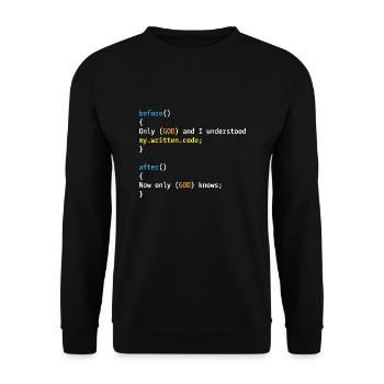Seuls Dieu et moi comprenons mon code - Sweat-shirt Unisexe - noir - Devant - Alina (178cm) & Michal (187cm)