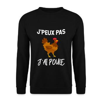 J'ai poule humour je peux pas - Sweat-shirt Unisexe - noir - Devant - Alina (178cm) & Michal (187cm)