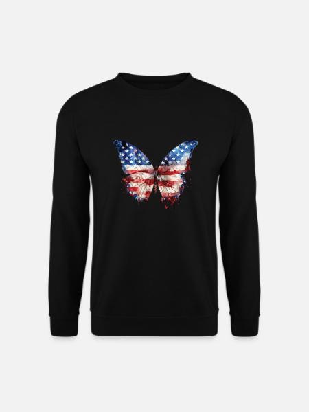 PAPILLON DRAPEAU AMÉRICAIN - Sweat-shirt Unisexe - noir