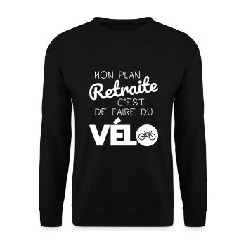 Mon plan retraite c'est de faire du vélo - Sweat-shirt Unisexe - noir - Devant - Alina (178cm) & Michal (187cm)