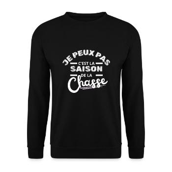 je peux pas saison chasse chasseur humour - Sweat-shirt Unisexe - noir - Devant - Alina (178cm) & Michal (187cm)