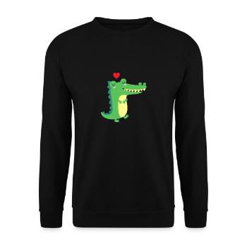 Crocodile Alligator mignon amour coeur charmant - Sweat-shirt Unisexe - noir - Devant - Alina (178cm) & Michal (187cm)