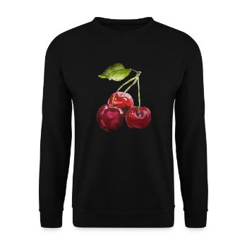 Kirsche - Unisex Pullover - Schwarz - Vorne - Alina (178cm) & Michal (187cm)