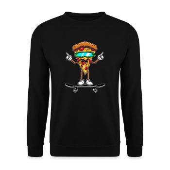 Pizza Skateboarder Skater Pizza Piece Skating Cool - Unisex Sweatshirt - black - Front - Alina (178cm) & Michal (187cm)