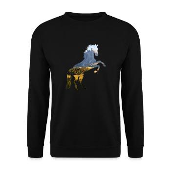 Pferd - Unisex Pullover - Schwarz - Vorne - Alina (178cm) & Michal (187cm)