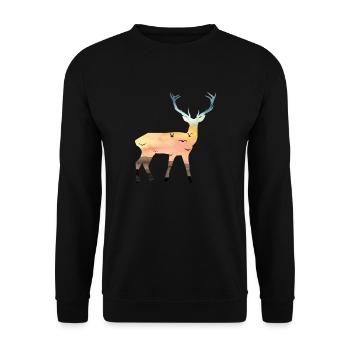 Hirsch - Unisex Pullover - Schwarz - Vorne - Alina (178cm) & Michal (187cm)